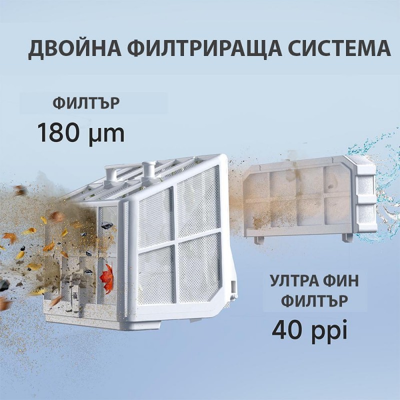 Безкабелен робот за басейни Wybot S2, Двойна филтрация